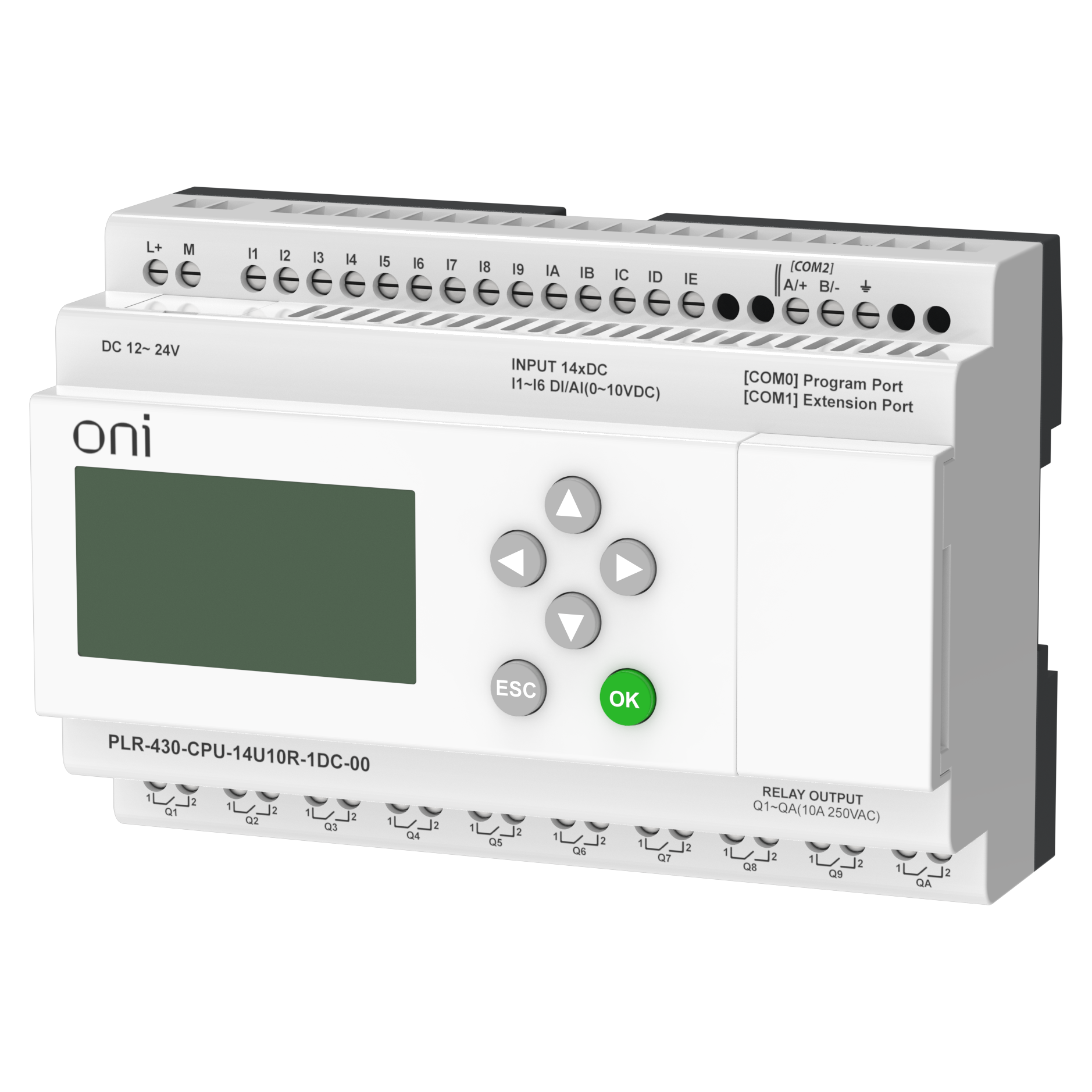 ПЛК 430 Модуль ЦПУ 8 DI 6 UI (0-10 В/DI) 10 RO 24В DC с экраном ONI