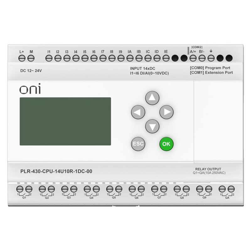 ПЛК 430 Модуль ЦПУ 8 DI 6 UI (0-10 В/DI) 10 RO 24В DC с экраном ONI