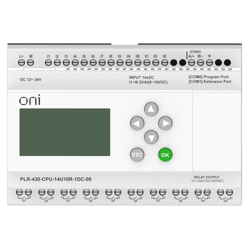 ПЛК 430 Модуль ЦПУ 8 DI 6 UI (0-10 В/DI) 10 RO 24В DC с экраном ONI