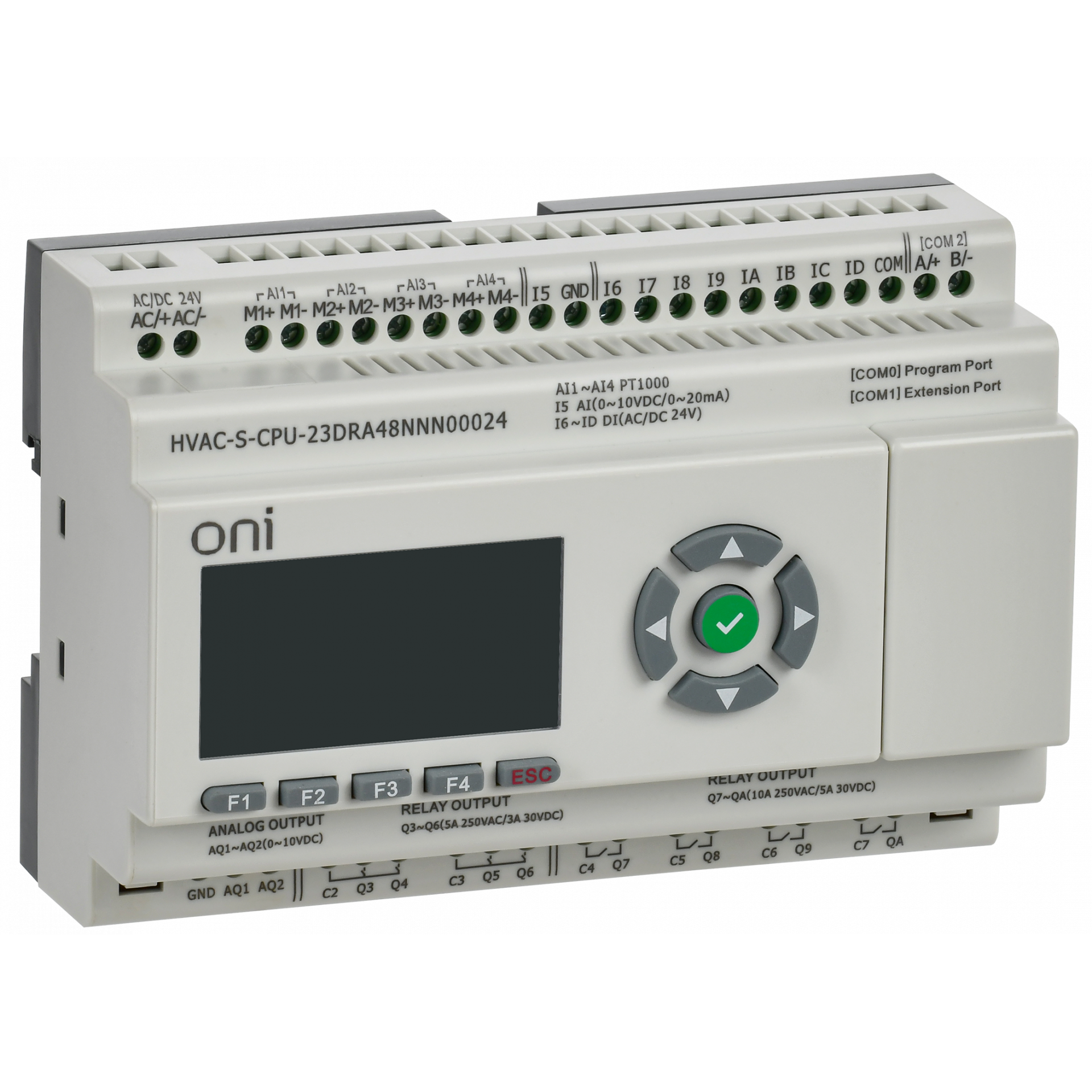 ПЛК HVAC S ЦПУ 8DI 8DO 1AI 4PT 2AO LED дисплей RS485 24В DC Расширяемая версия ONI