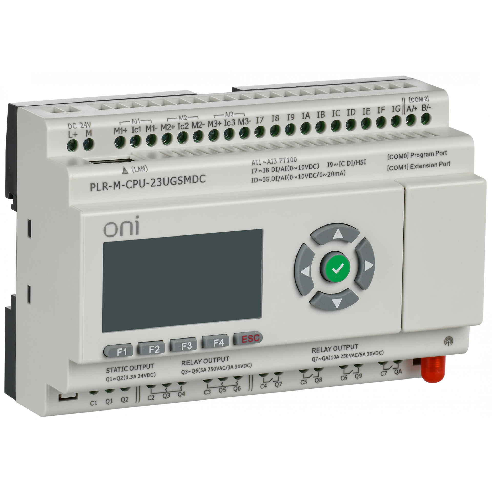 Микро ПЛК PLR-M. CPU с GSM DI10/PT3/DO08(R)/02(T) 24В DC ONI