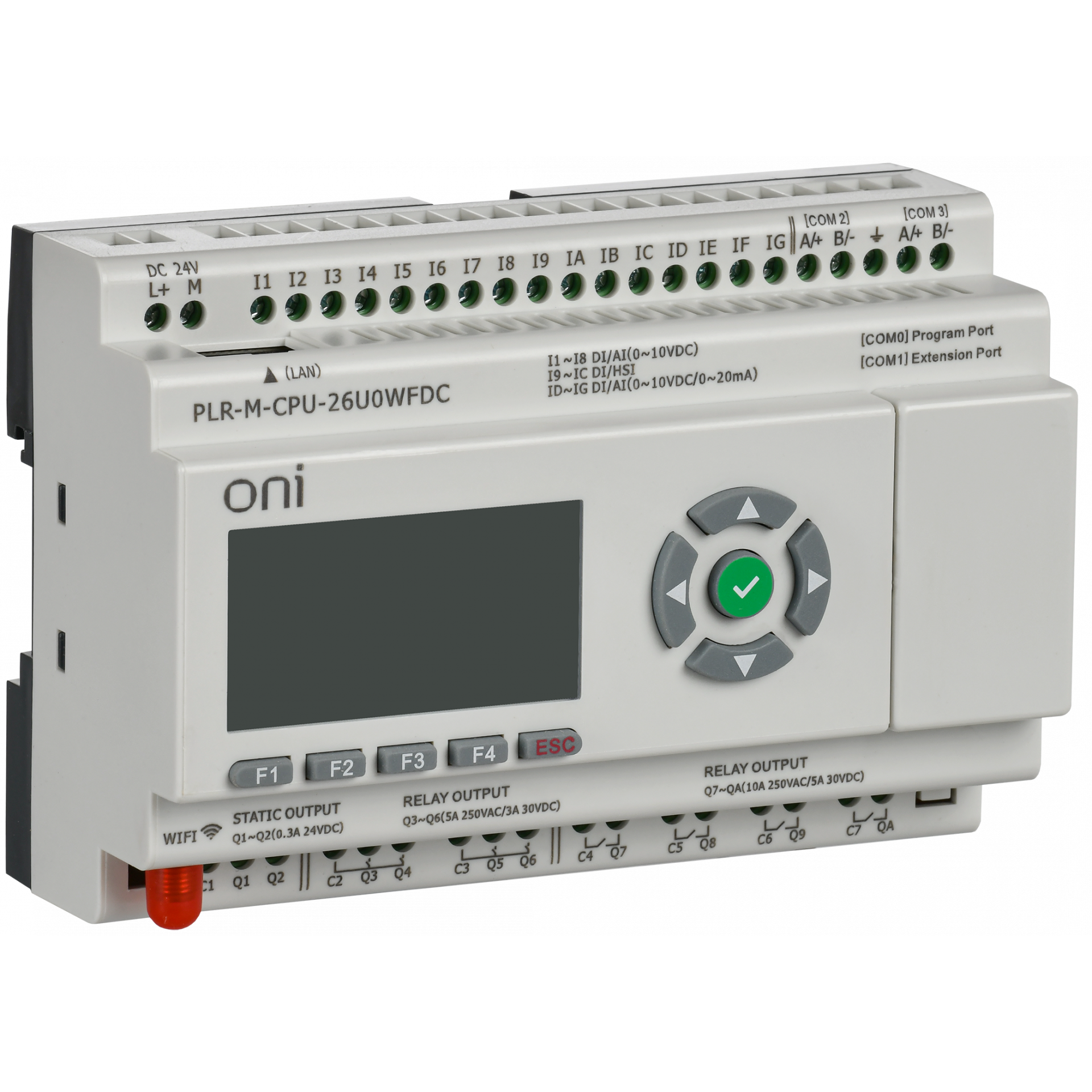 Микро ПЛК PLR-M. CPU с WiFi DI16/DO08(R)/02(T) 24В DC ONI