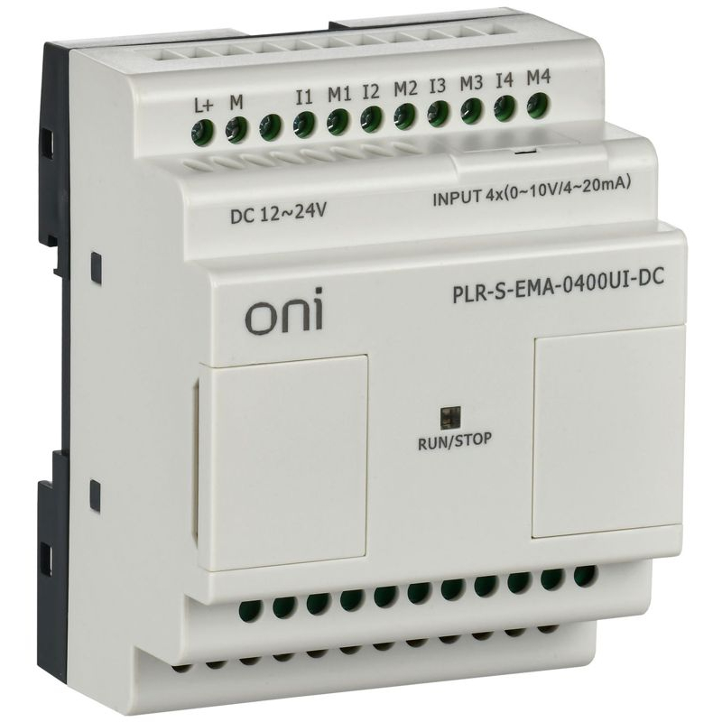 Логическое реле PLR-S ONI. Модуль расширения 4 каналами аналогового входа (0-10В/0..20мА). Напряжение питания 12-24 В DC