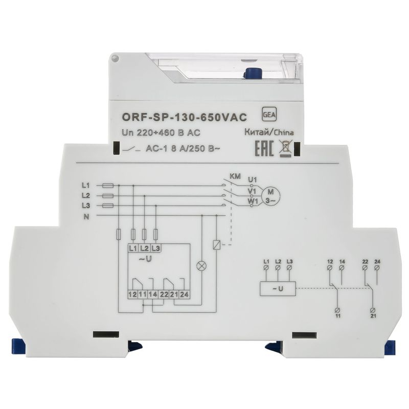 Реле контроля фаз ORF-SP 3 фазы 2 контакта 130-650В AC ONI