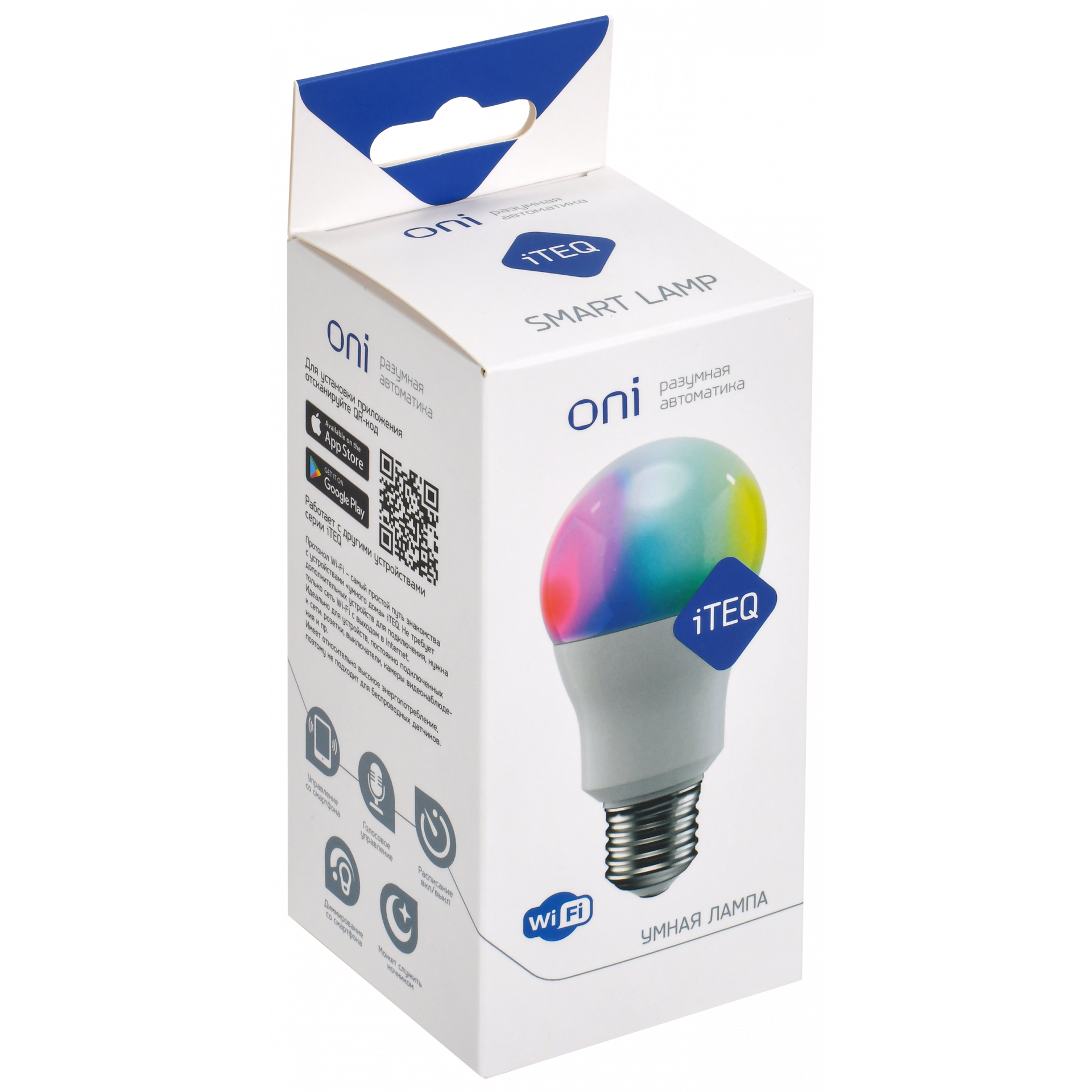 iTEQ SMART-лампа светодиодная с матовой колбой А60 9,4Вт W+RGB с поддержкой протоколов WIFI+BLE E27 230В ONI