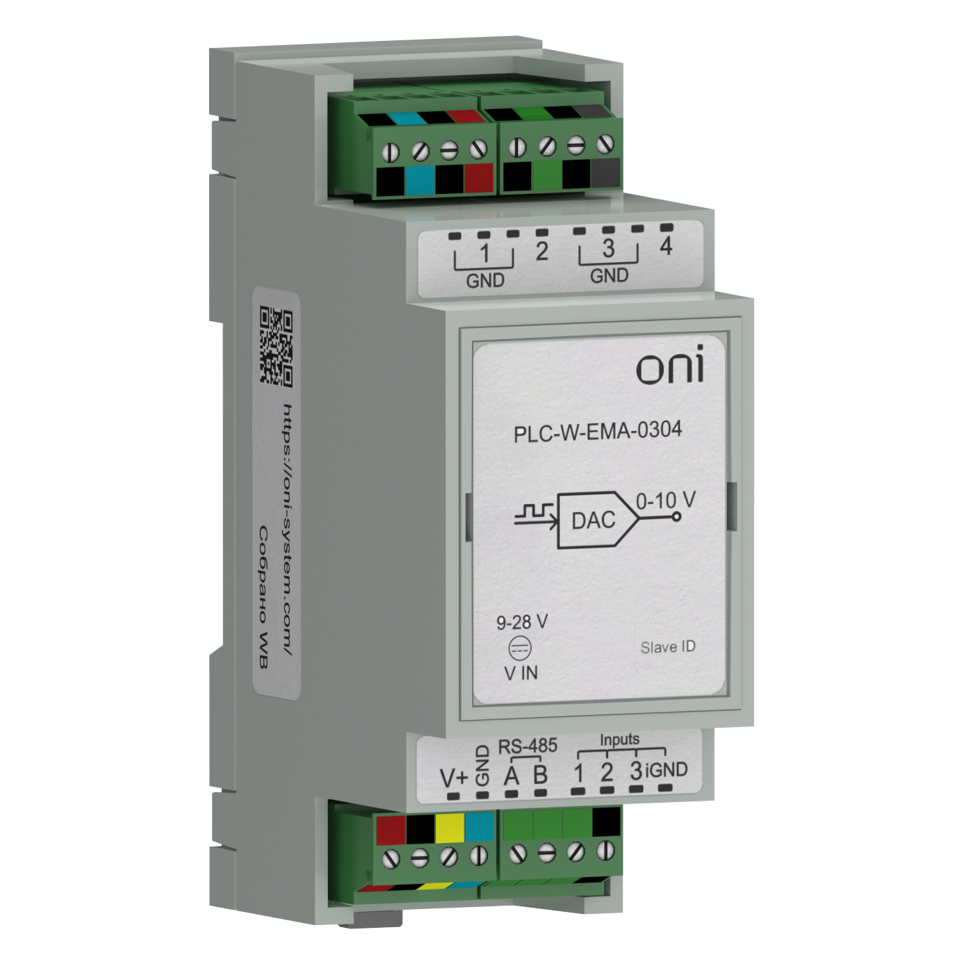 ПЛК W. Расширение входов/выходов по Modbus RTU 4 AO или ШИМ ONI