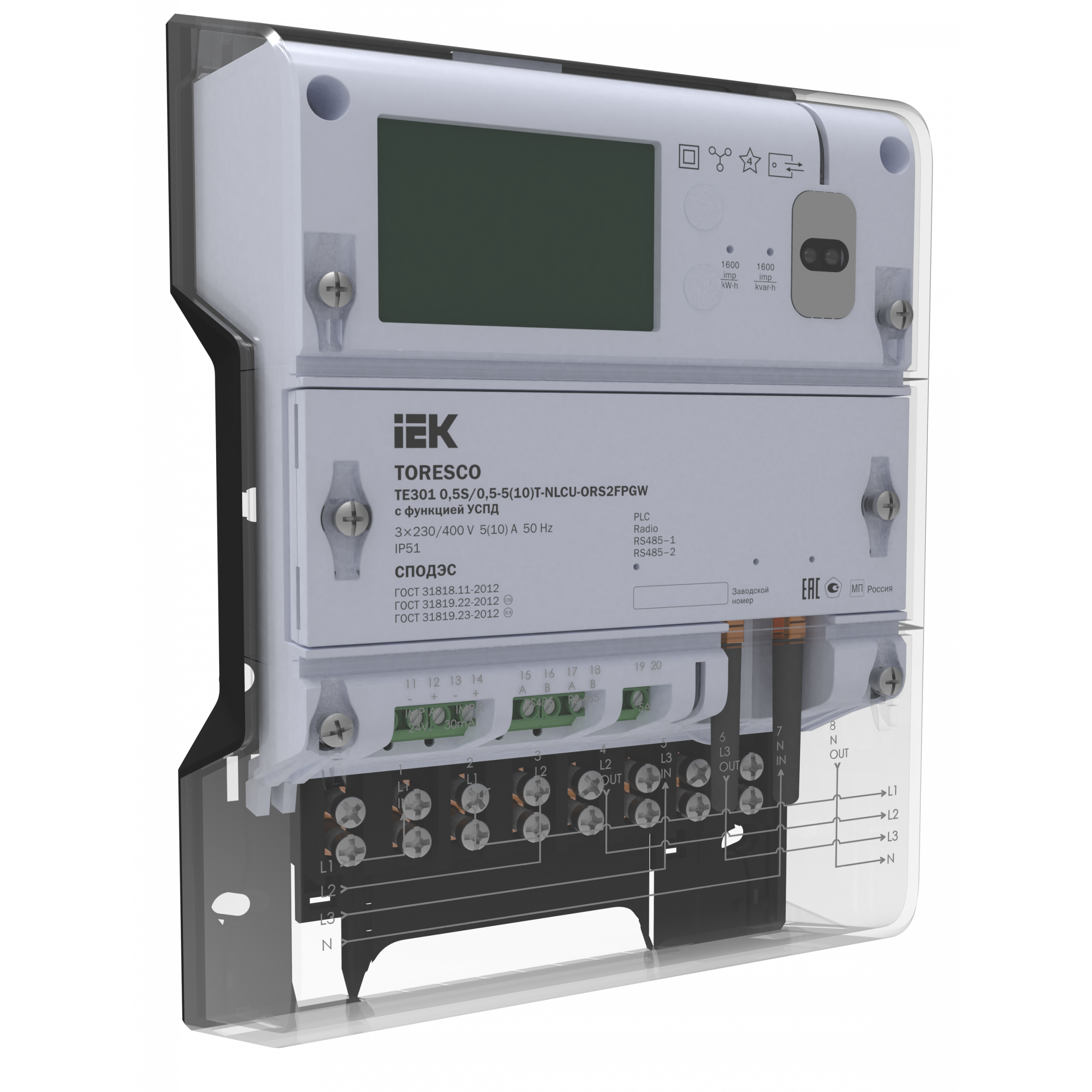 TORESCO Счетчик электрической энергии TE301 1/1-5(100)-NRLCU-ORS2FPGW с функцией УСПД IEK