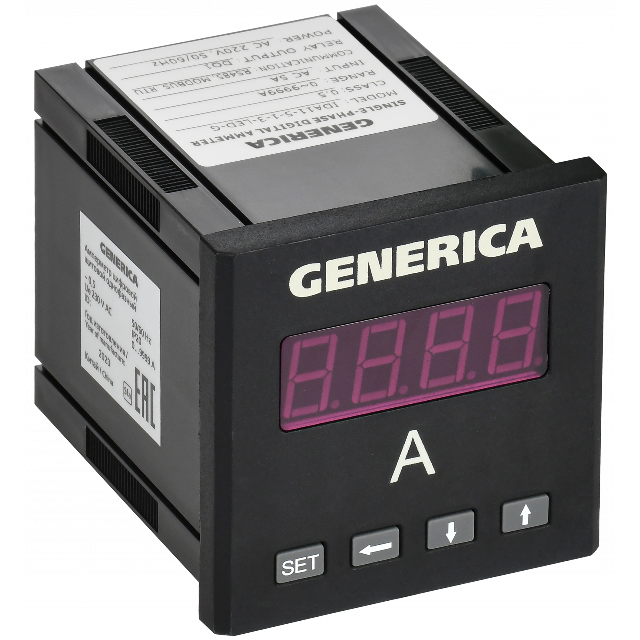 Амперметр цифровой щитовой однофазный DO RS-485 72х72мм LED GENERICA