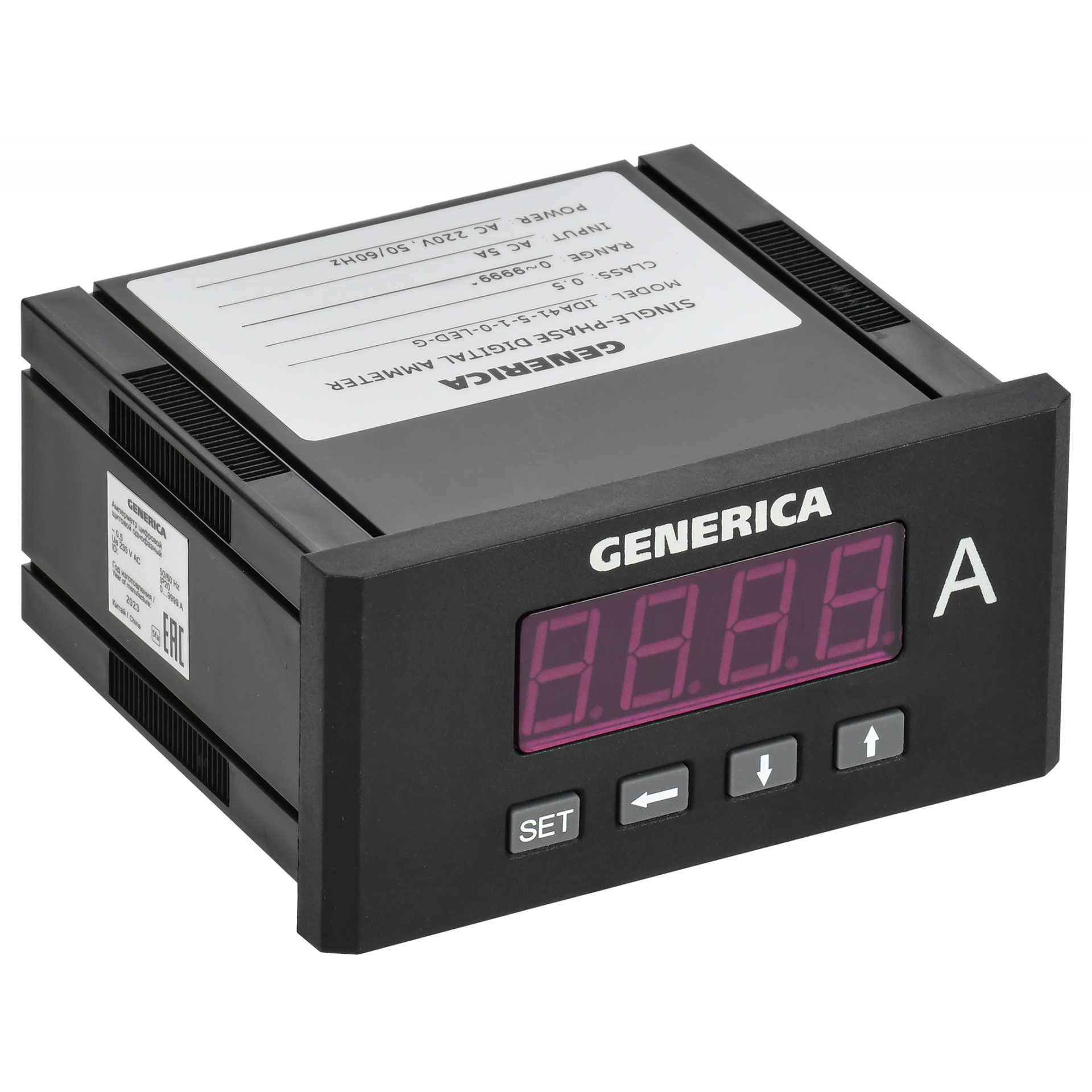 Амперметр цифровой щитовой однофазный 48х96мм LED GENERICA