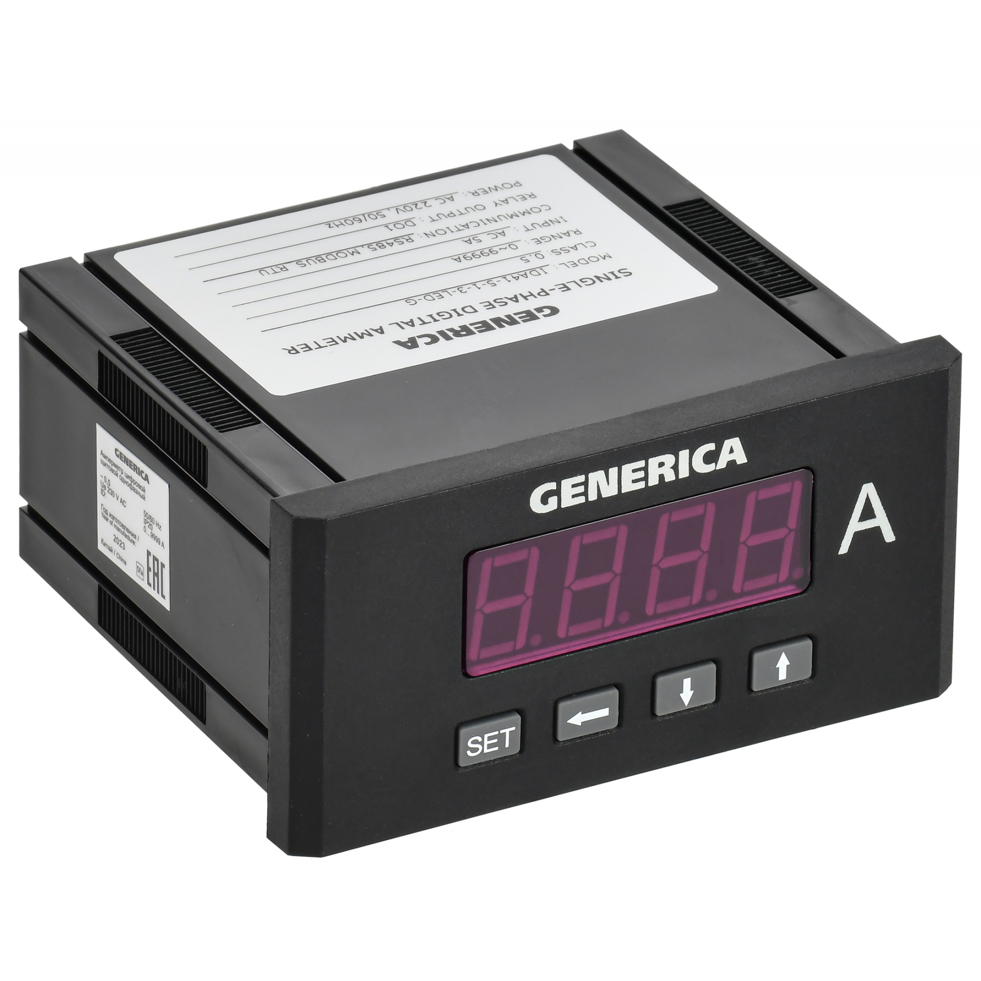 Амперметр цифровой щитовой однофазный DO RS-485 48х96мм LED GENERICA