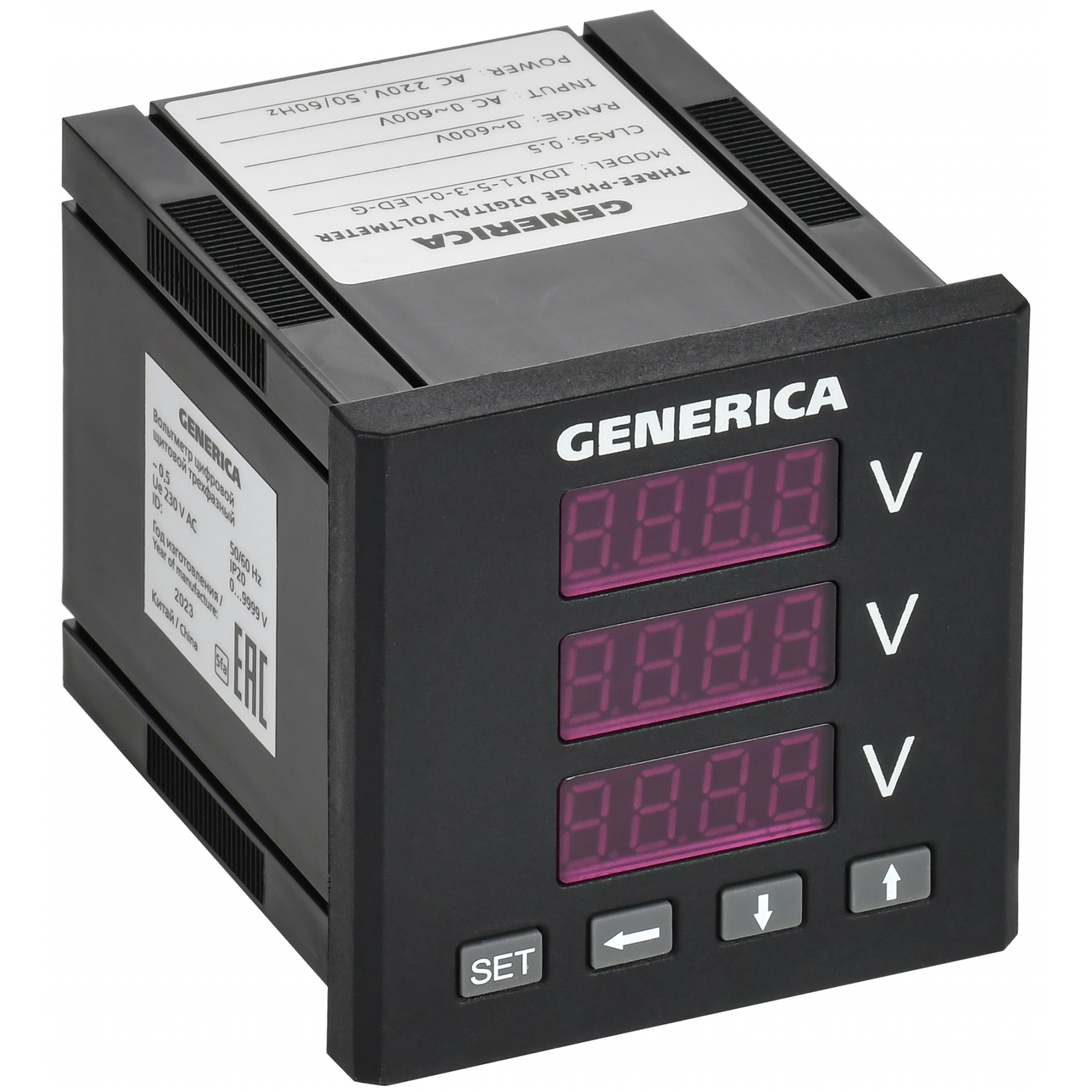 Вольтметр цифровой щитовой трехфазный 72х72мм LED GENERICA