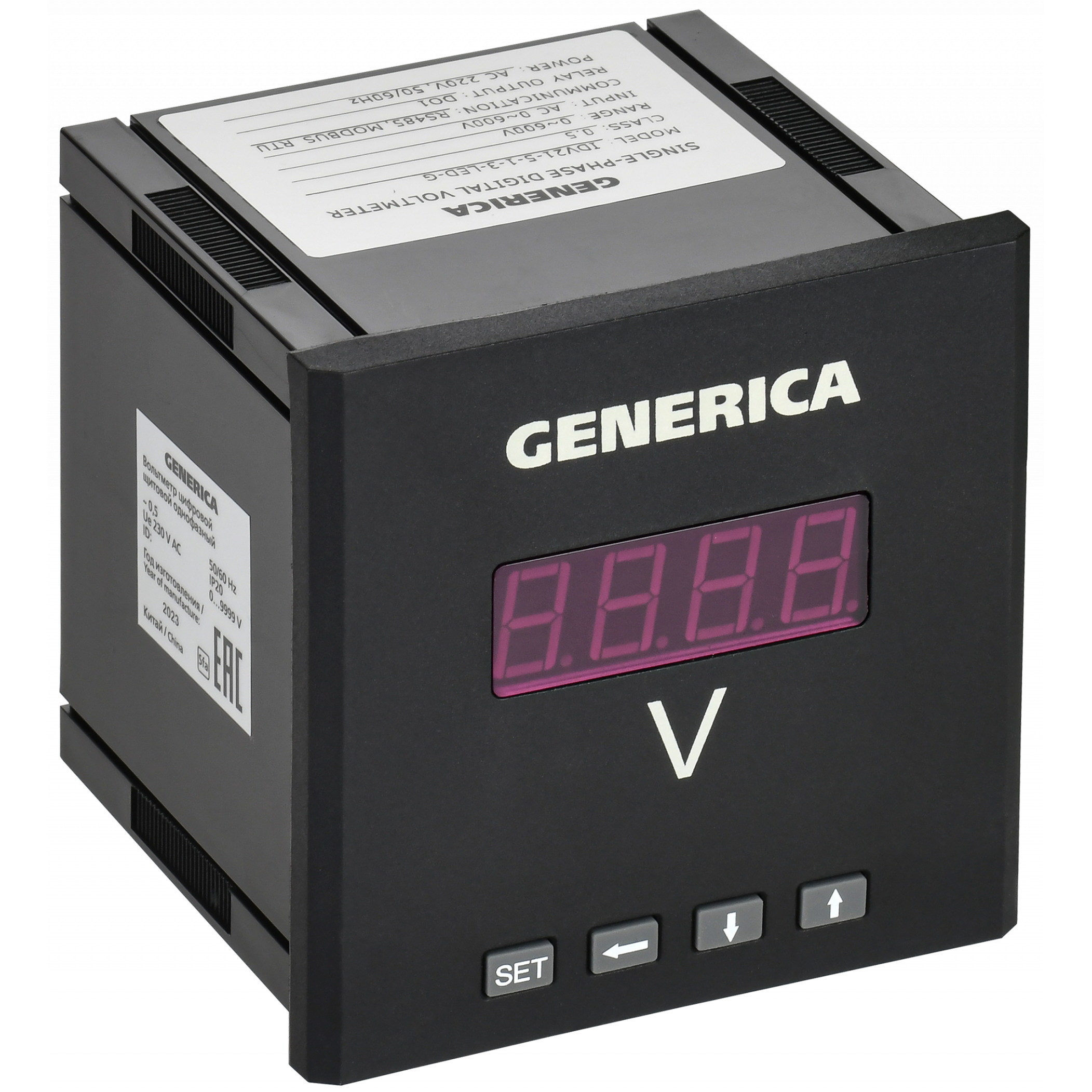 Вольтметр цифровой щитовой однофазный DO RS-485 96х96мм LED GENERICA