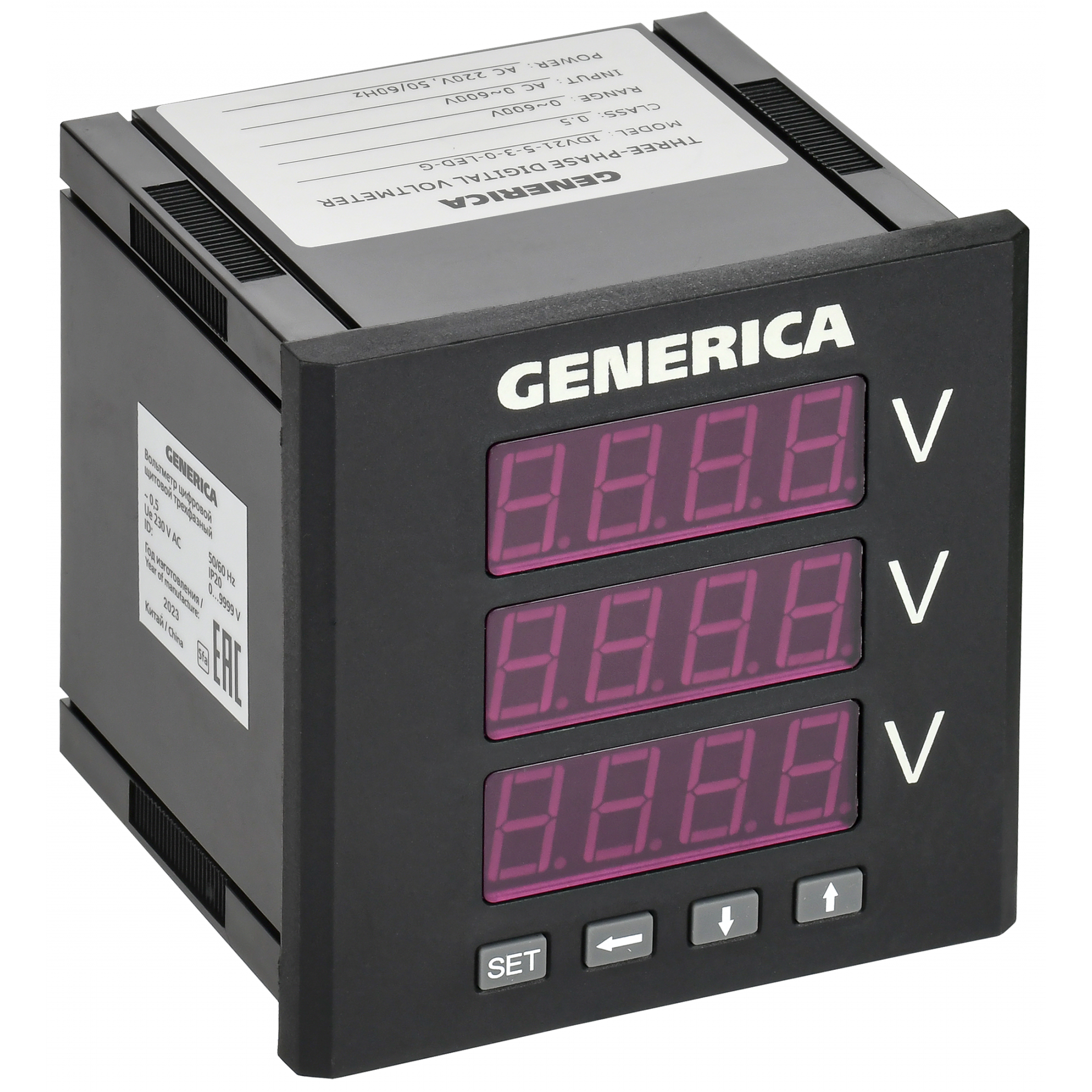 Вольтметр цифровой щитовой трехфазный 96х96мм LED GENERICA