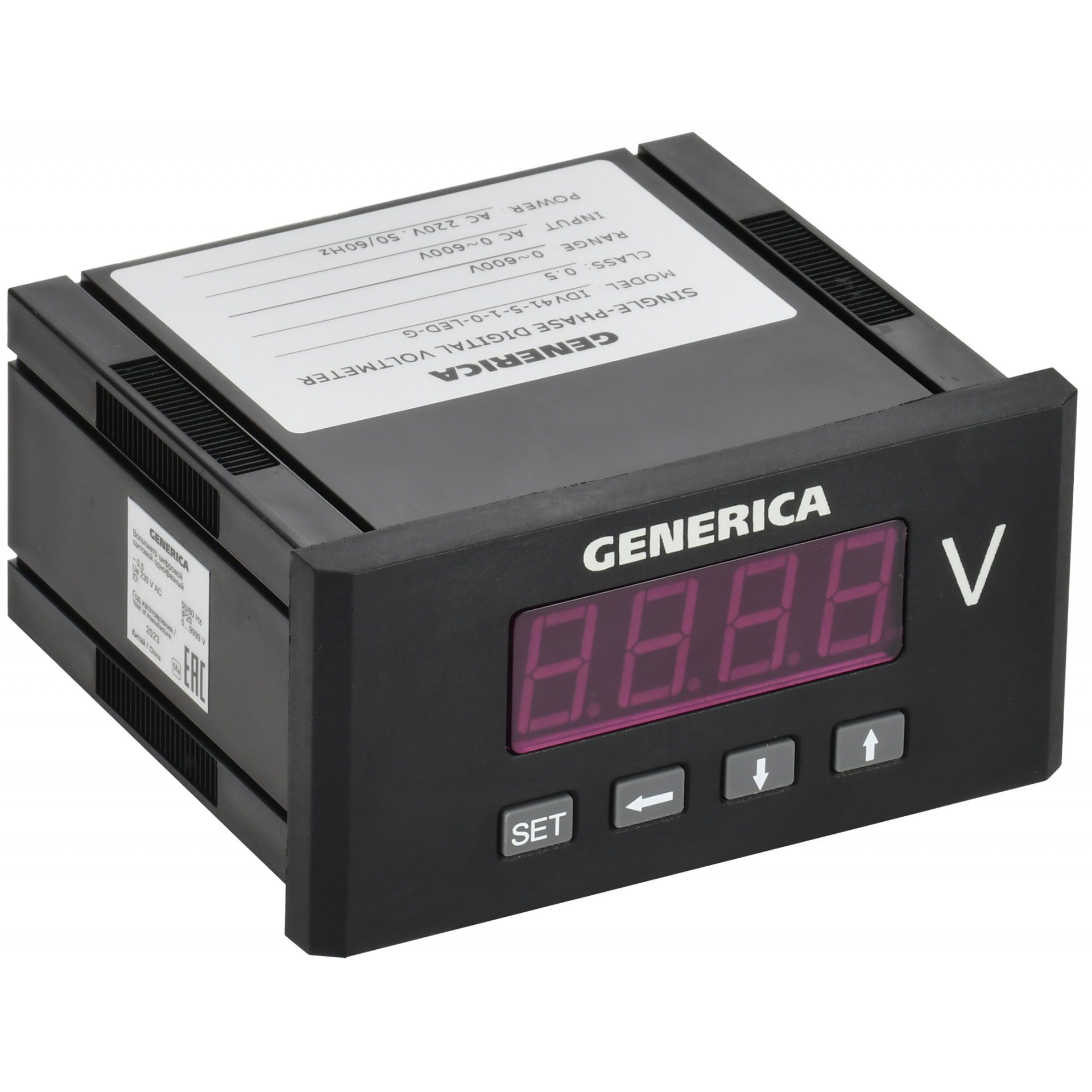 Вольтметр цифровой щитовой однофазный 48х96мм LED GENERICA