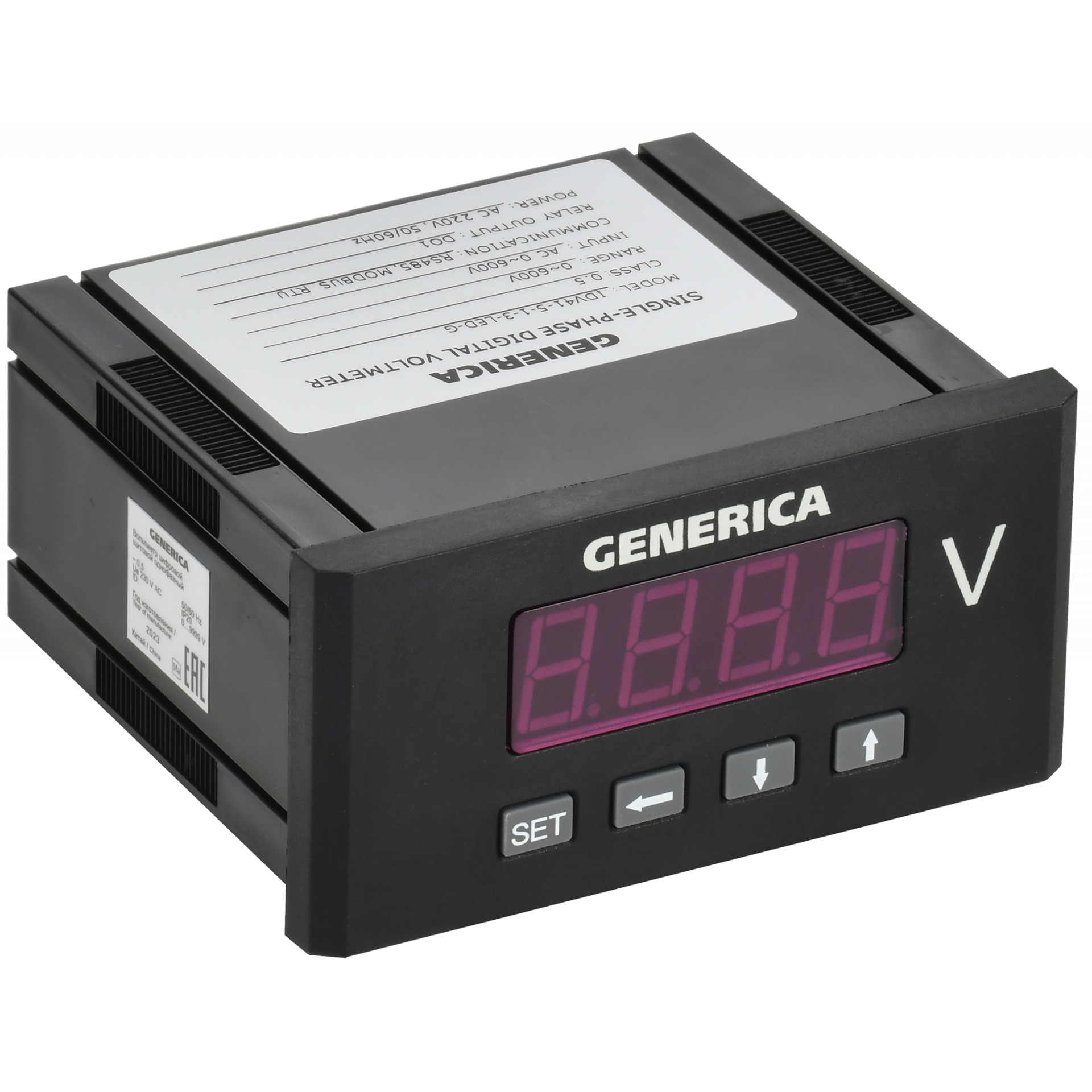 Вольтметр цифровой щитовой однофазный DO RS-485 48х96мм LED GENERICA