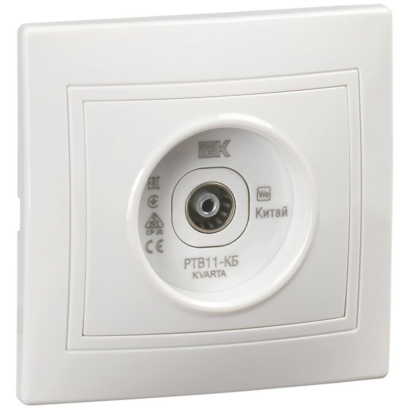 KVARTA Розетка TV проходная РТВ11-КБ белый GENERICA