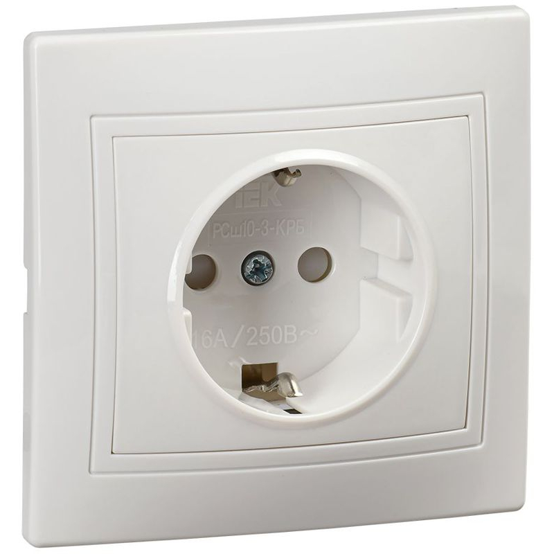 KVARTA Розетка 1-местная с заземлением с защитными шторками 16А РСш10-3-КРБ белый GENERICA