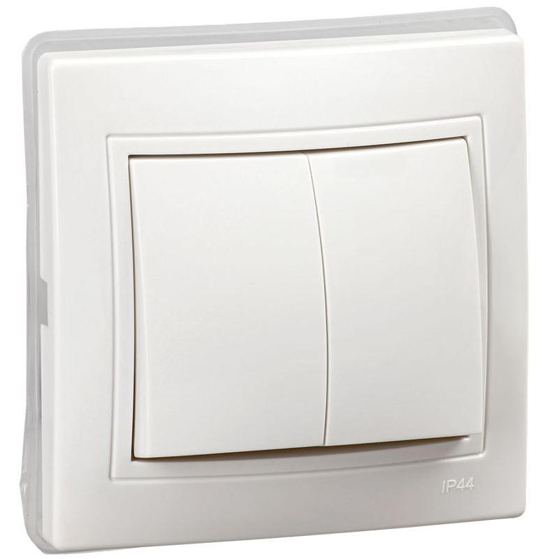 KVARTA Выключатель 2-клавишный 10А IP44 ВС10-2-0-КБ-44 белый GENERICA