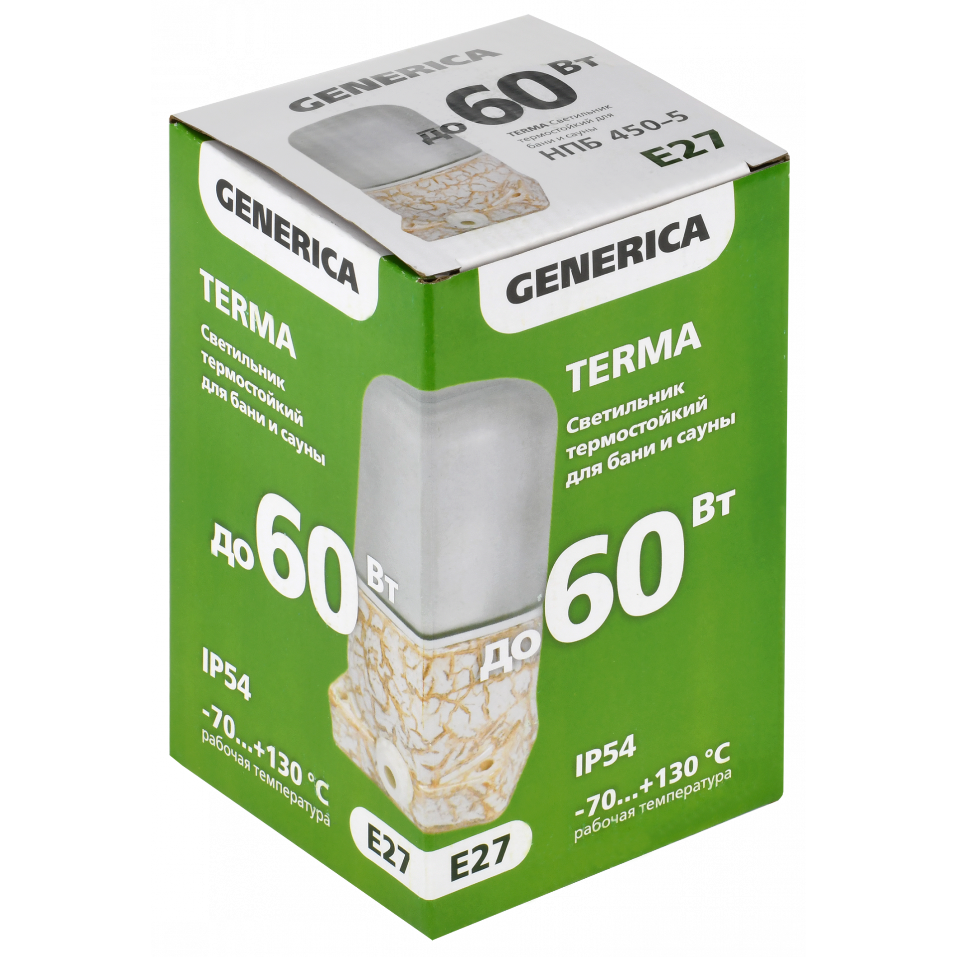 TERMA Светильник термостойкий для бани и сауны НПБ 450-5 IP54 60Вт белый мрамор GENERICA