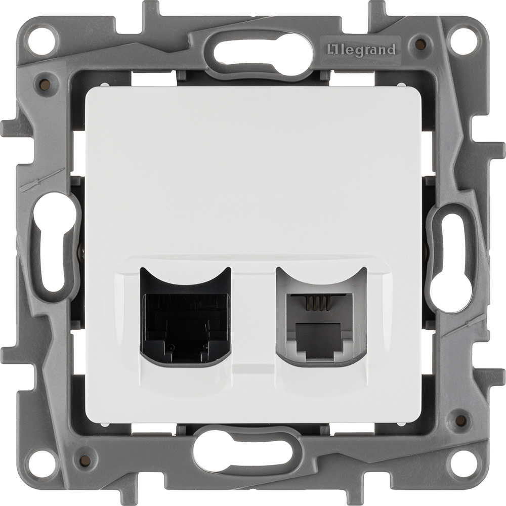 ETIKA Розетка двойная RJ11+RJ45 кат.5E UTP белый