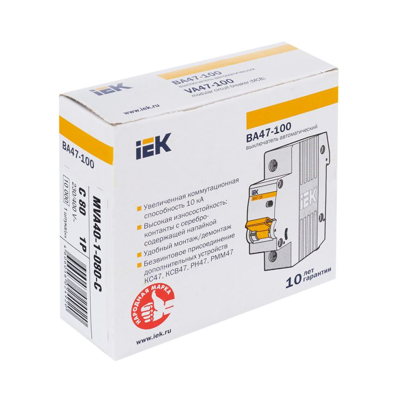 KARAT Автоматический выключатель ВА47-100 1P C 80А 10кА IEK
