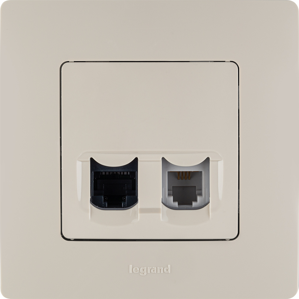 ETIKA Розетка двойная RJ11+RJ45 кат.5E UTP слоновая кость