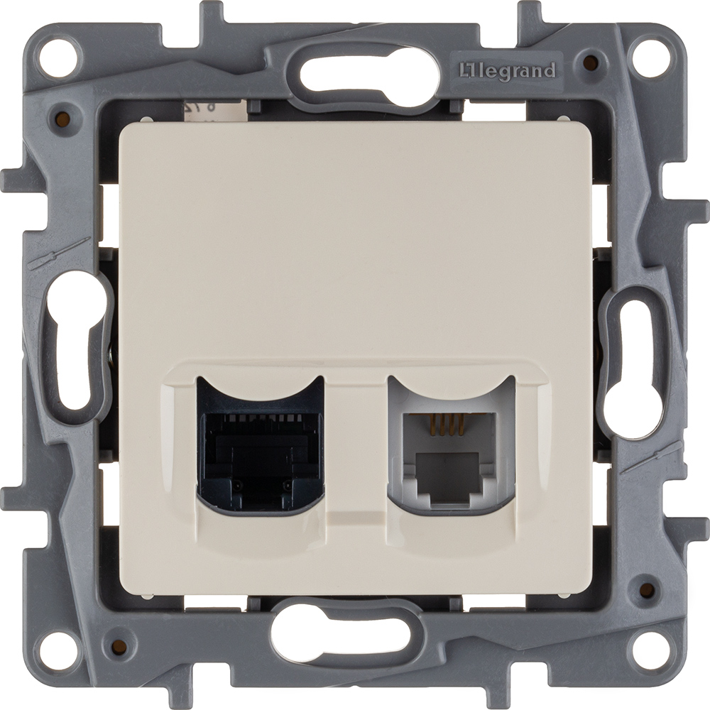 ETIKA Розетка двойная RJ11+RJ45 кат.5E UTP слоновая кость