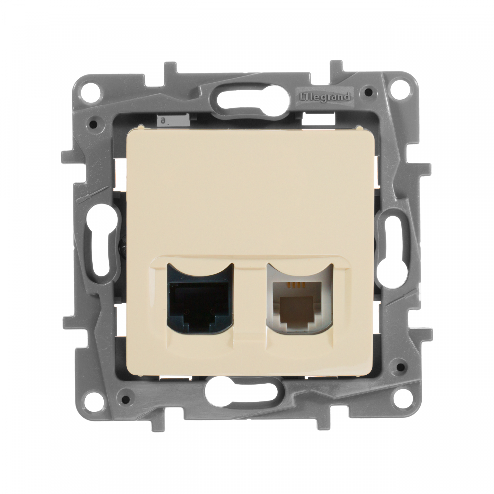 ETIKA Розетка двойная RJ11+RJ45 кат.5E UTP слоновая кость