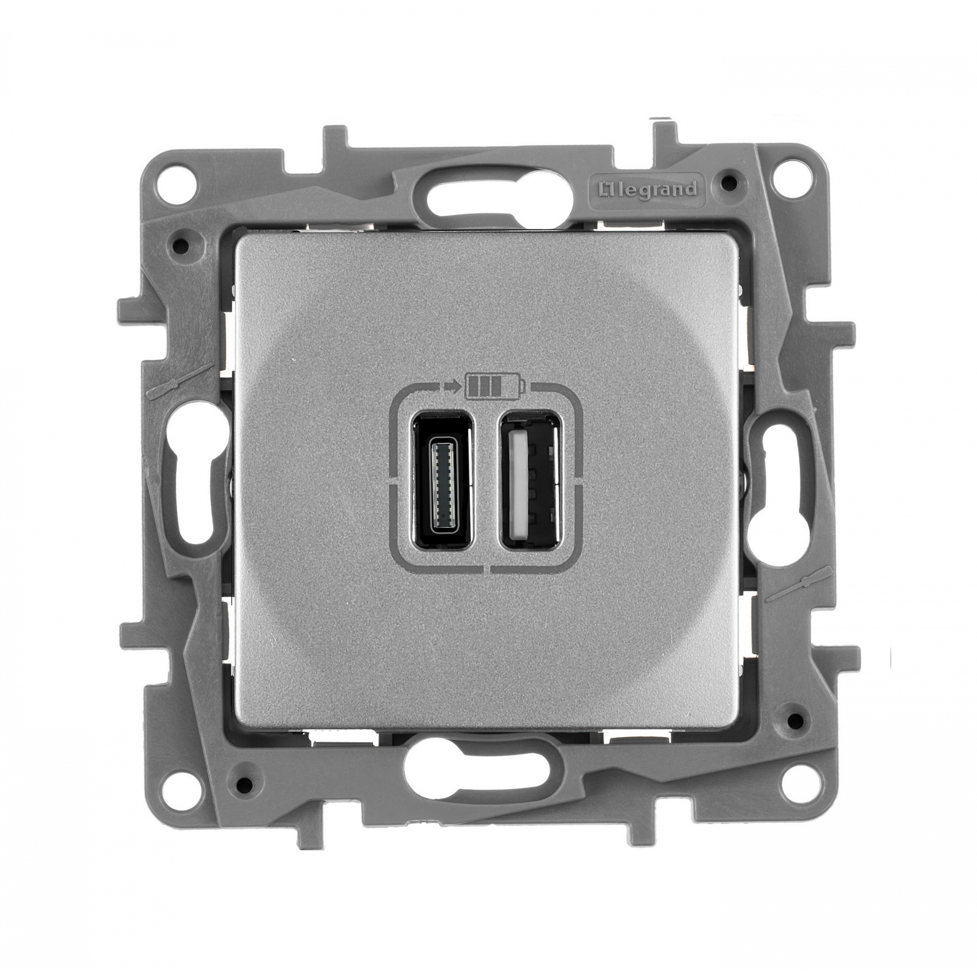 ETIKA Розетка USB A+C 15Вт алюминий