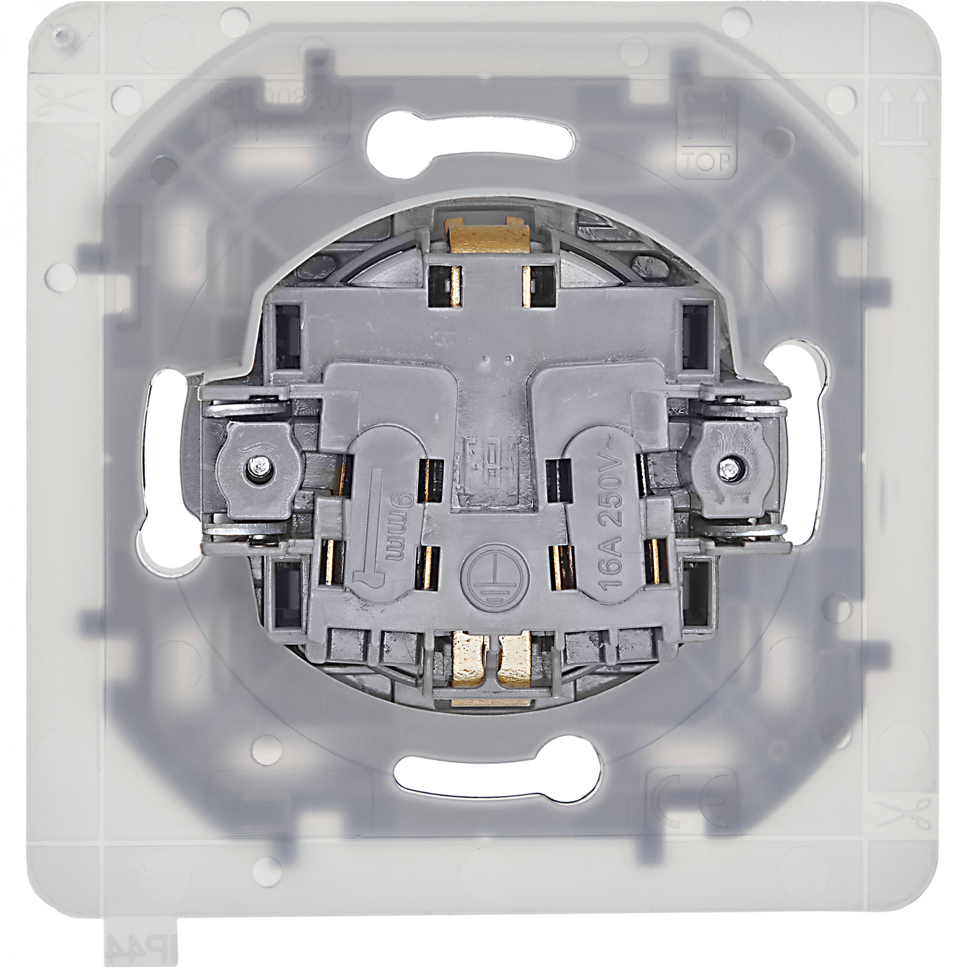 INSPIRIA Розетка 1-местная с заземлением с защитными шторками и крышкой 16А IP44 алюминий