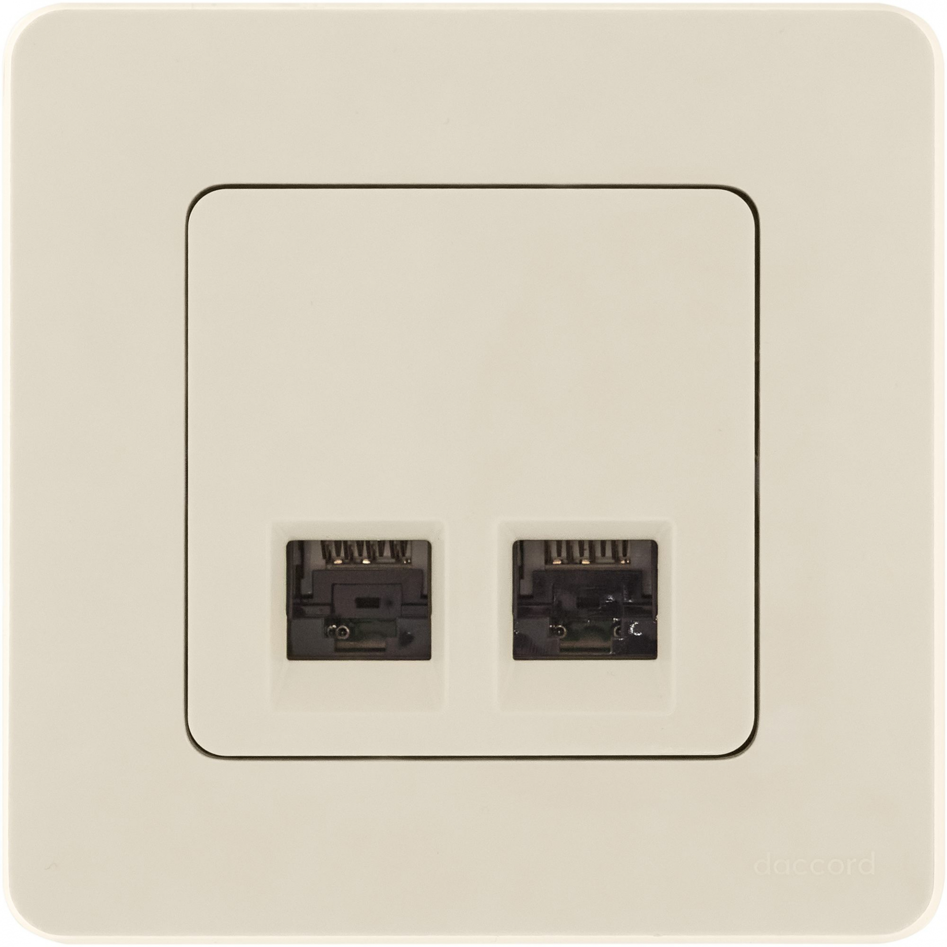 INSPIRIA Розетка компьютерная двойная RJ45 категория 5Е UTP слоновая кость
