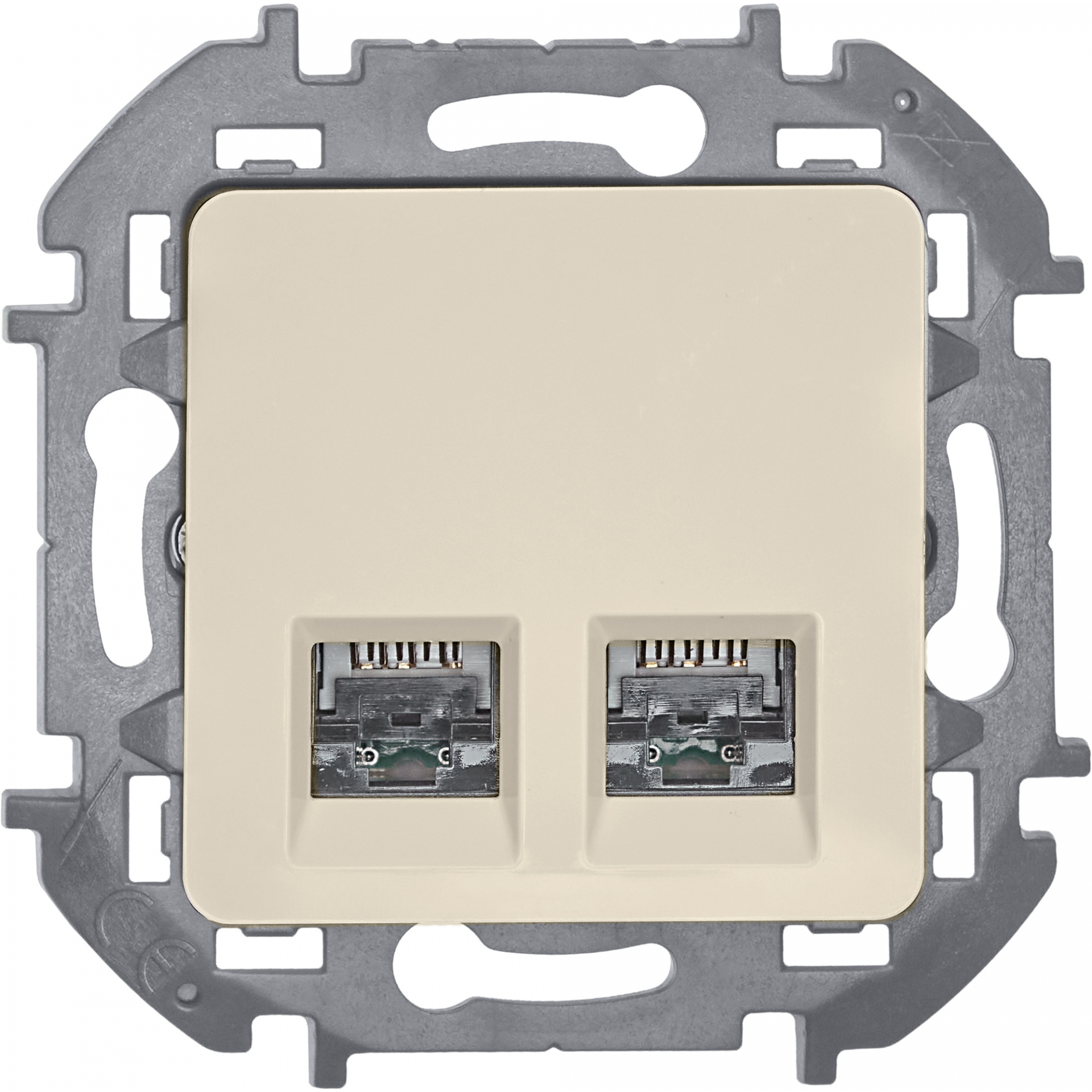 INSPIRIA Розетка компьютерная двойная RJ45 категория 5Е UTP слоновая кость