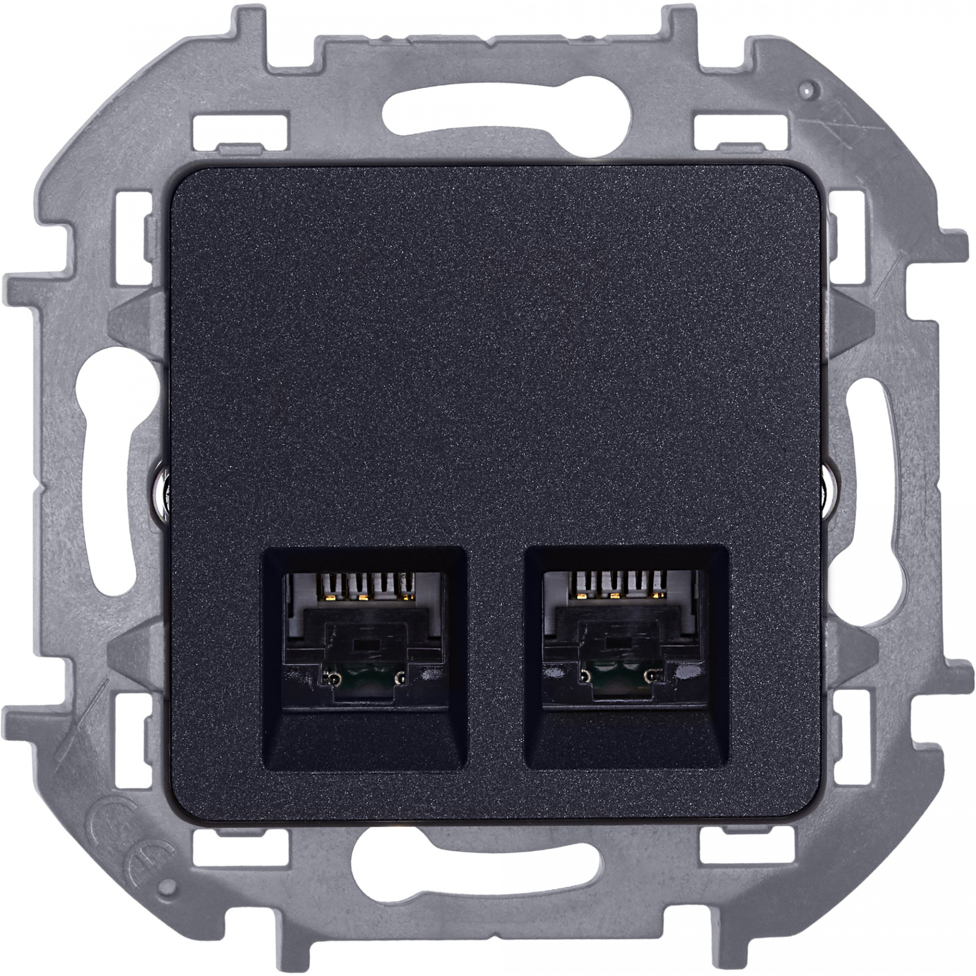 INSPIRIA Розетка компьютерная двойная RJ45 категория 5Е UTP антрацит