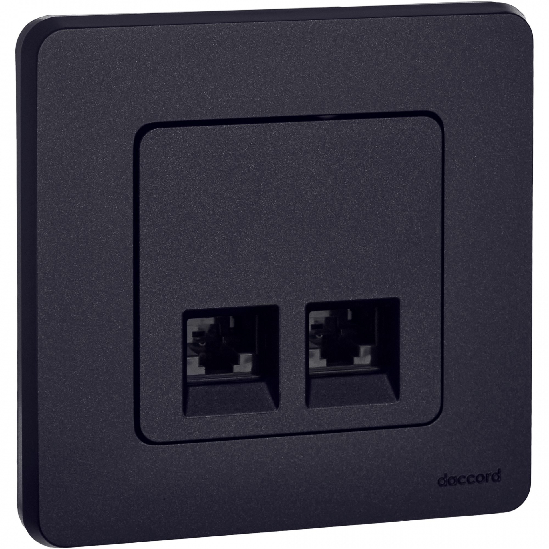 INSPIRIA Розетка компьютерная двойная RJ45 категория 5Е UTP антрацит