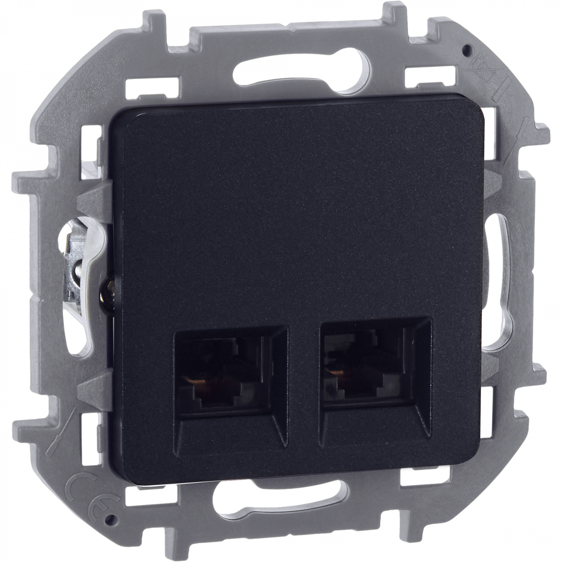 INSPIRIA Розетка компьютерная двойная RJ45 категория 5Е UTP антрацит