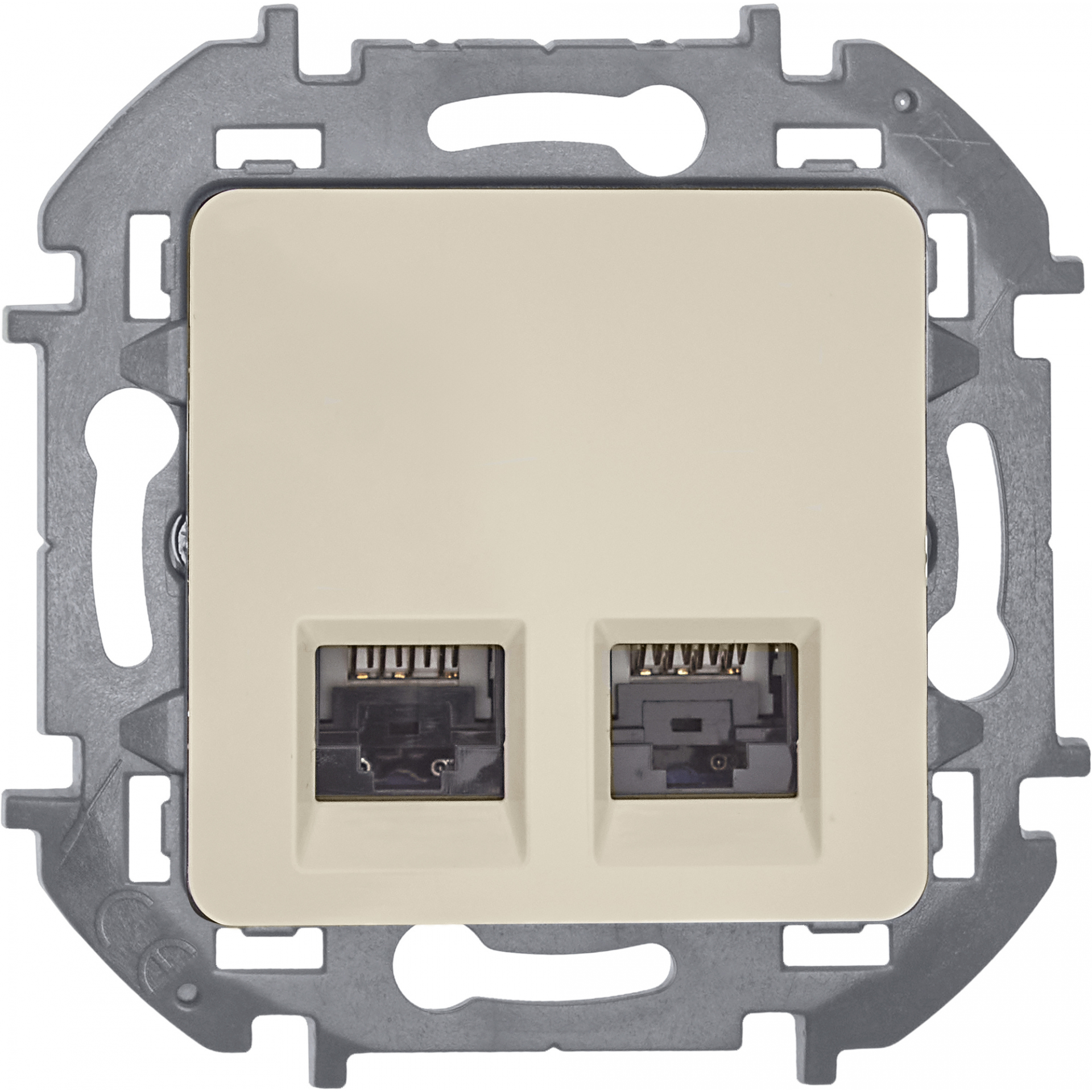 INSPIRIA Розетка компьютерная двойная RJ45 категория 6 UTP слоновая кость