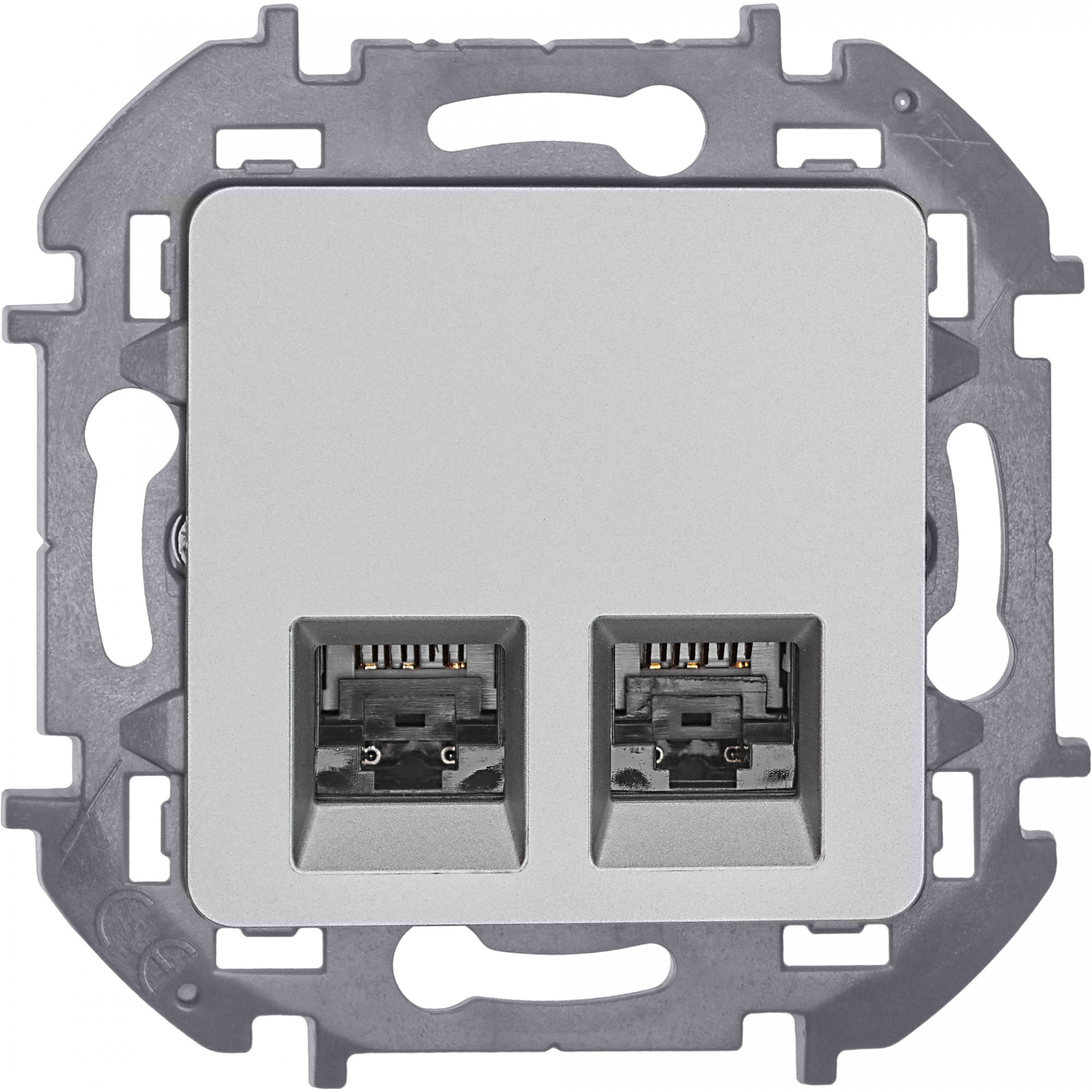 INSPIRIA Розетка компьютерная двойная RJ45 категория 6 UTP алюминий