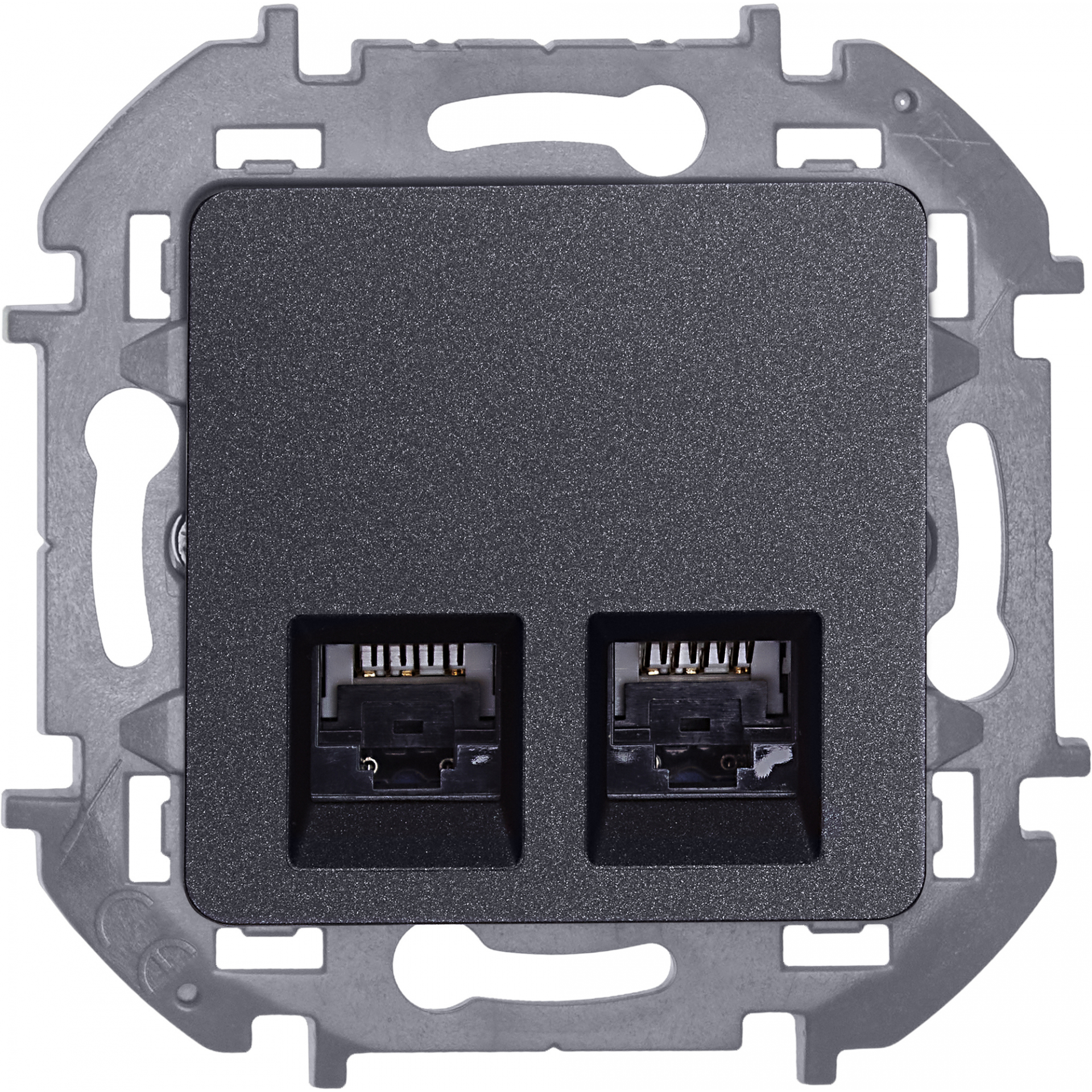 INSPIRIA Розетка компьютерная двойная RJ45 категория 6 UTP антрацит