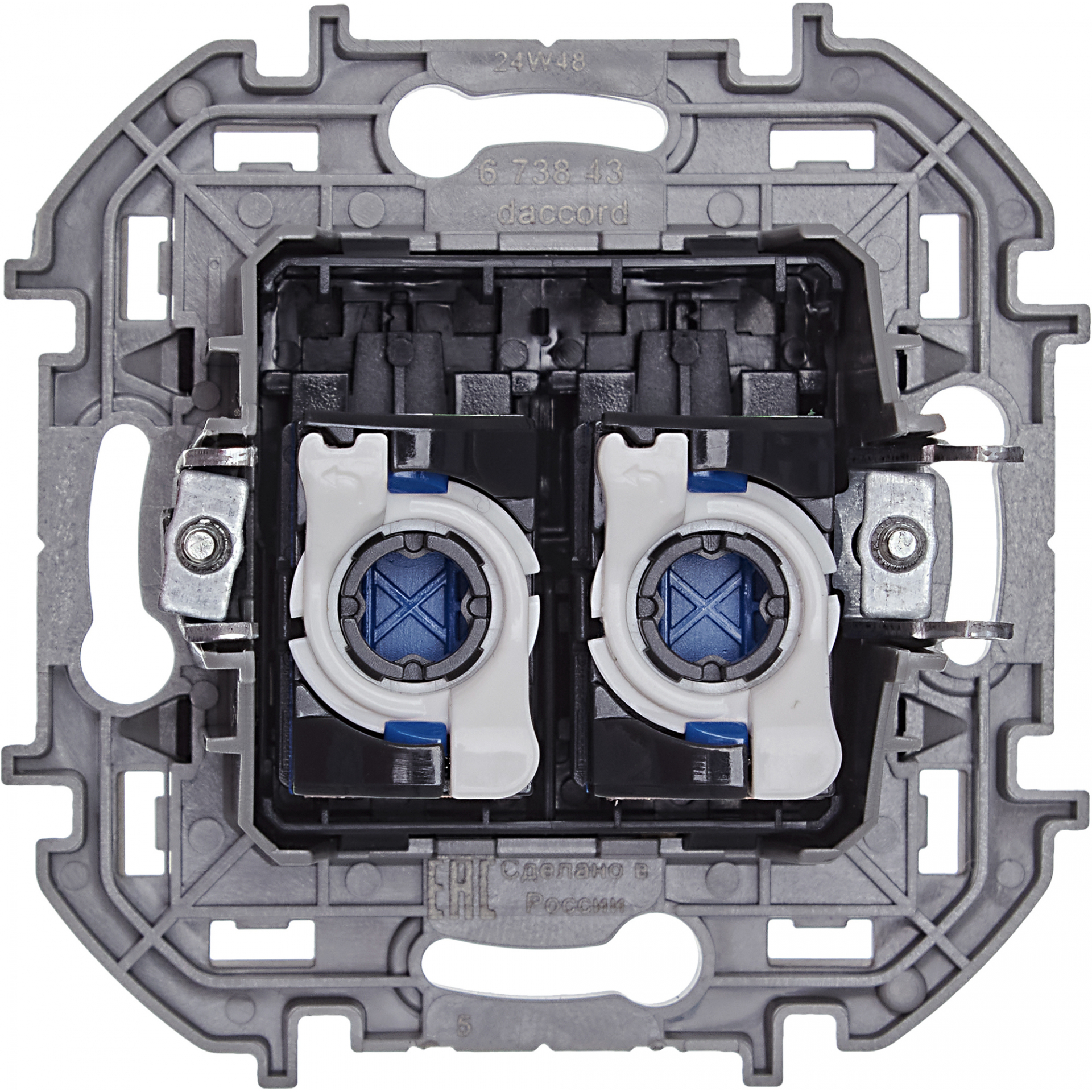 INSPIRIA Розетка компьютерная двойная RJ45 категория 6 UTP антрацит