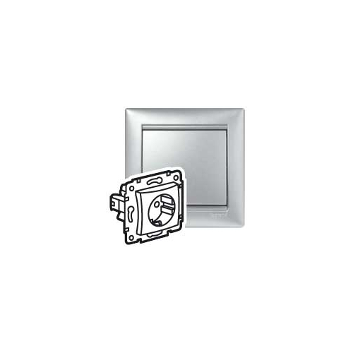 VALENA DIY Розетка 1-местная с заземлением с защитными шторками 16А алюминий
