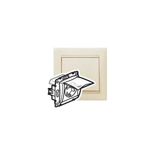 VALENA DIY Розетка 1-местная с заземлением с защитными шторками и крышкой 16А IP44 слоновая кость