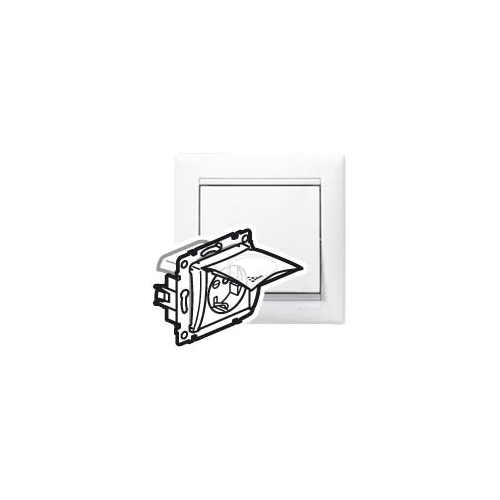 VALENA DIY Розетка 1-местная с заземлением с защитными шторками и крышкой 16А IP44 белый