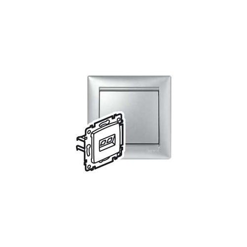 VALENA Розетка компьютерная двойная RJ45 категория 5Е UTP с захватами алюминий