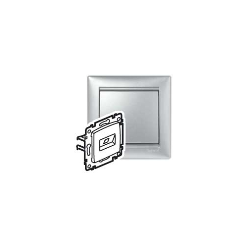 VALENA Розетка компьютерная двойная RJ45 категория 6 UTP с захватами алюминий