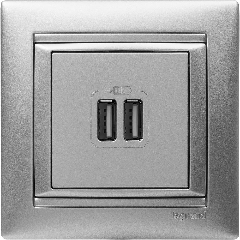 VALENA Розетка USB A+A 15Вт алюминий