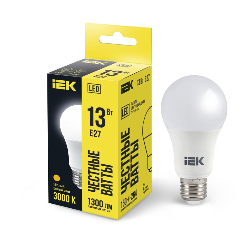 Лампа светодиодная A60 груша 13Вт 230В 3000К E27 IEK