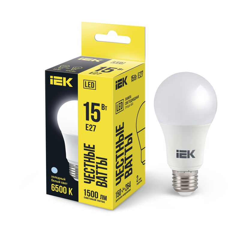 Лампа светодиодная A60 груша 15Вт 230В 6500К E27 IEK