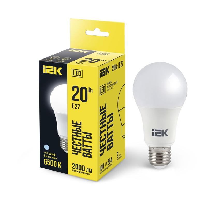 Лампа светодиодная A70 груша 20Вт 230В 6500К E27 IEK