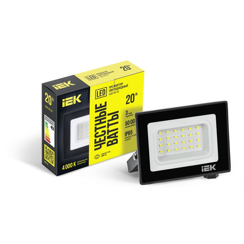 Прожектор СДО 06-20 светодиодный черный IP65 4000 K IEK