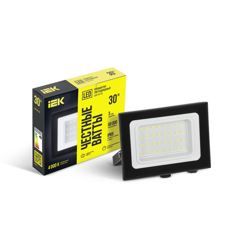 Прожектор СДО 06-30 светодиодный черный IP65 4000 K IEK